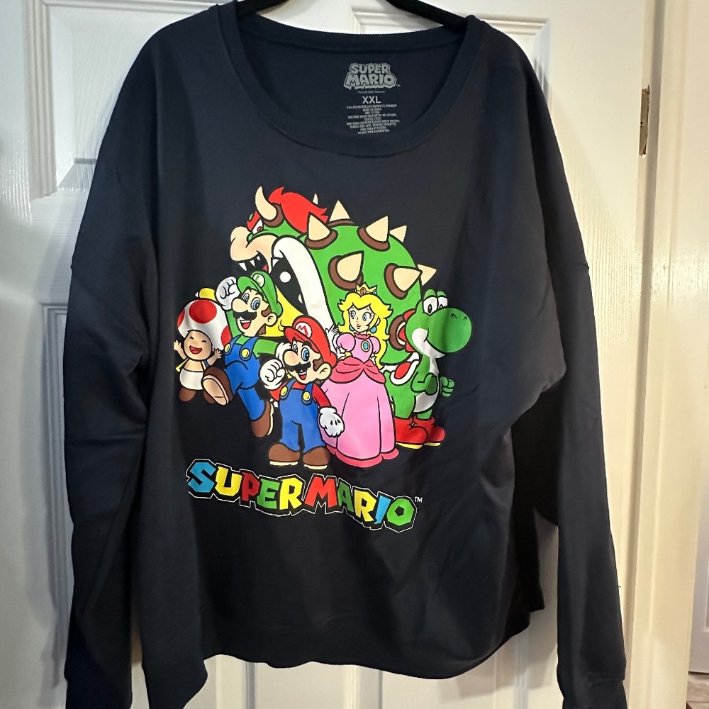 Super Mario Character Sweatshirt – XXL – Official Nintendo – New Condition